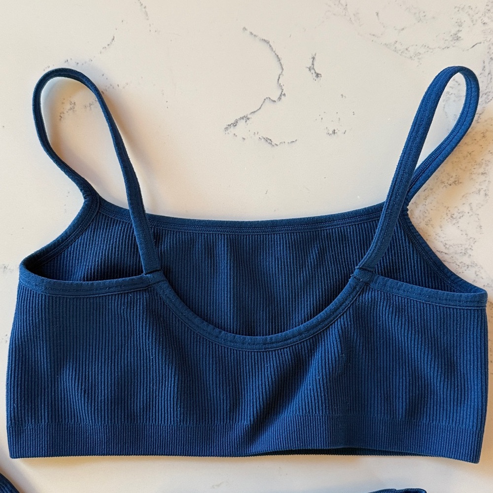 SET Active Navy Ribbed Seamless Leggings & Sports Bra Set - Picture 3 of 8
